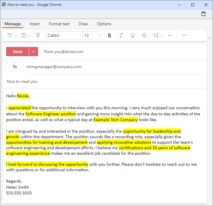 Detailed Second Interview Thank You Email
